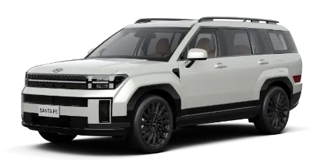 Neuer Hyundai Santa Fe 2025 in Weiß, moderner SUV mit markantem Design